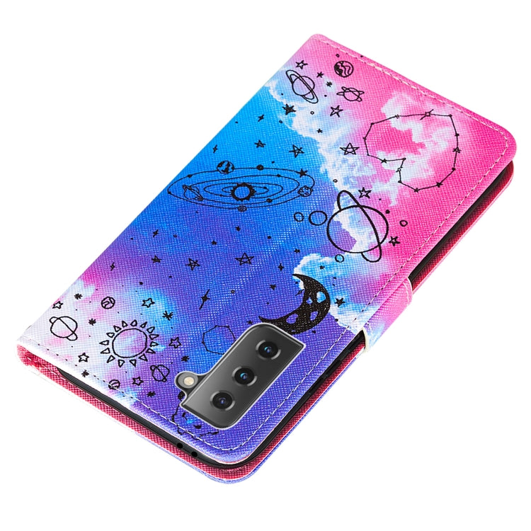 For Samsung Galaxy S21+ 5G Cross Texture Painting Pattern Horizontal Flip Leather Case with Holder & Card Slots & Wallet & Lanyard