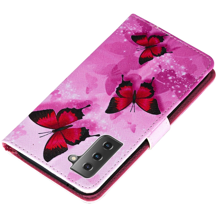 For Samsung Galaxy S21+ 5G Cross Texture Painting Pattern Horizontal Flip Leather Case with Holder & Card Slots & Wallet & Lanyard
