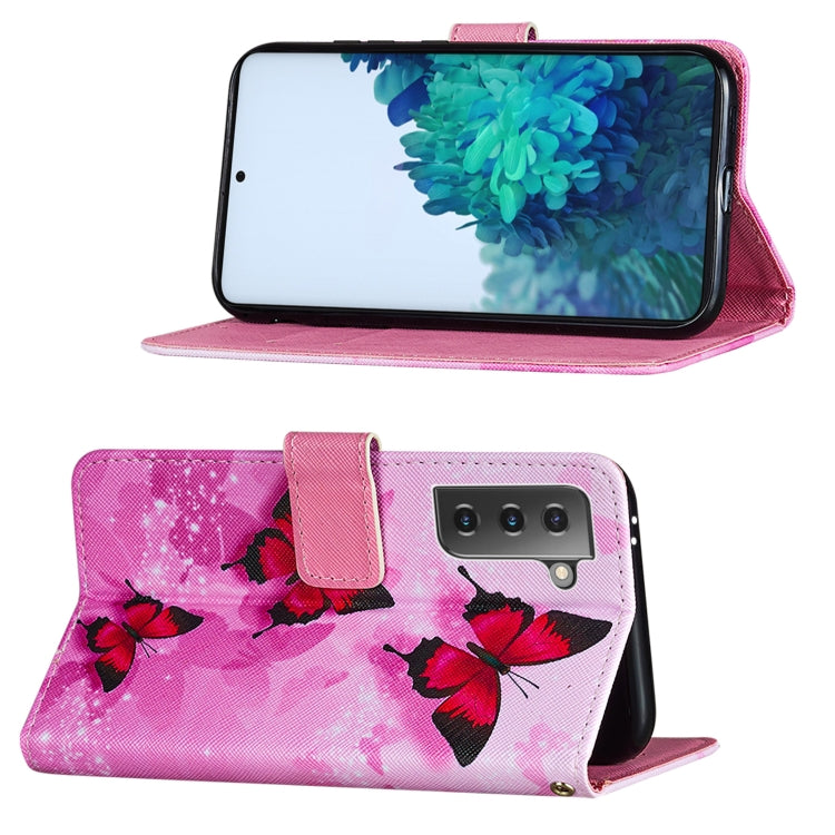 For Samsung Galaxy S21+ 5G Cross Texture Painting Pattern Horizontal Flip Leather Case with Holder & Card Slots & Wallet & Lanyard