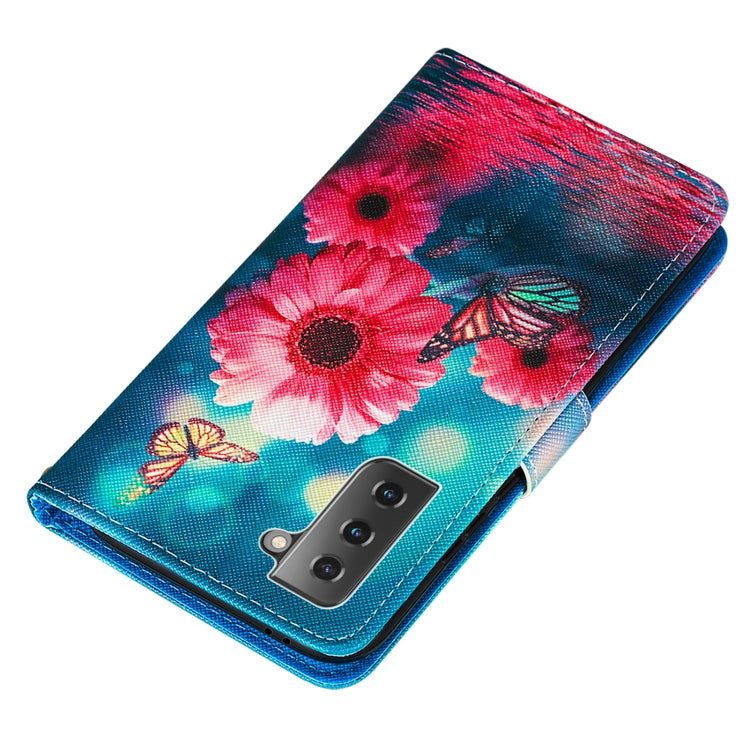 For Samsung Galaxy S21+ 5G Cross Texture Painting Pattern Horizontal Flip Leather Case with Holder & Card Slots & Wallet & Lanyard