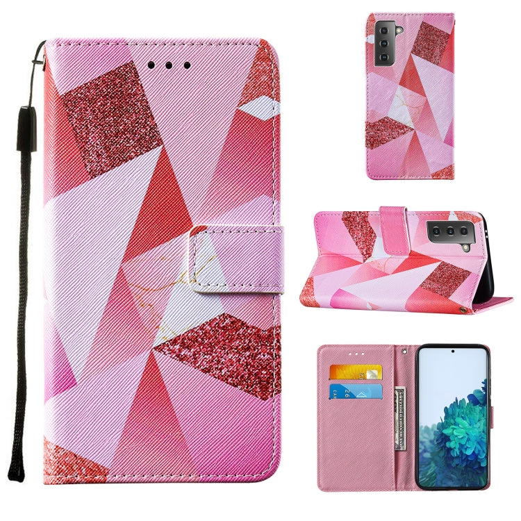 For Samsung Galaxy S21+ 5G Cross Texture Painting Pattern Horizontal Flip Leather Case with Holder & Card Slots & Wallet & Lanyard