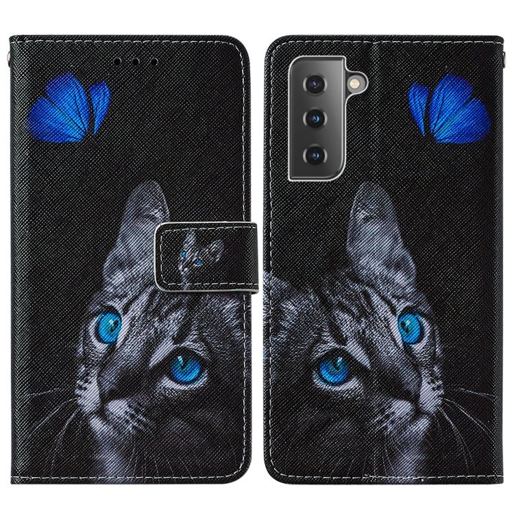 For Samsung Galaxy S21+ 5G Cross Texture Painting Pattern Horizontal Flip Leather Case with Holder & Card Slots & Wallet & Lanyard