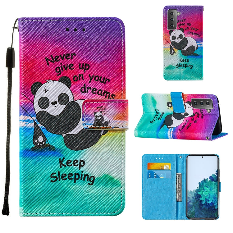 For Samsung Galaxy S21 5G Cross Texture Painting Pattern Horizontal Flip Leather Case with Holder & Card Slots & Wallet & Lanyard