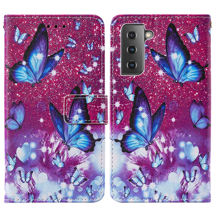 For Samsung Galaxy S21 5G Cross Texture Painting Pattern Horizontal Flip Leather Case with Holder & Card Slots & Wallet & Lanyard