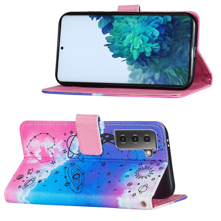 For Samsung Galaxy S21 5G Cross Texture Painting Pattern Horizontal Flip Leather Case with Holder & Card Slots & Wallet & Lanyard
