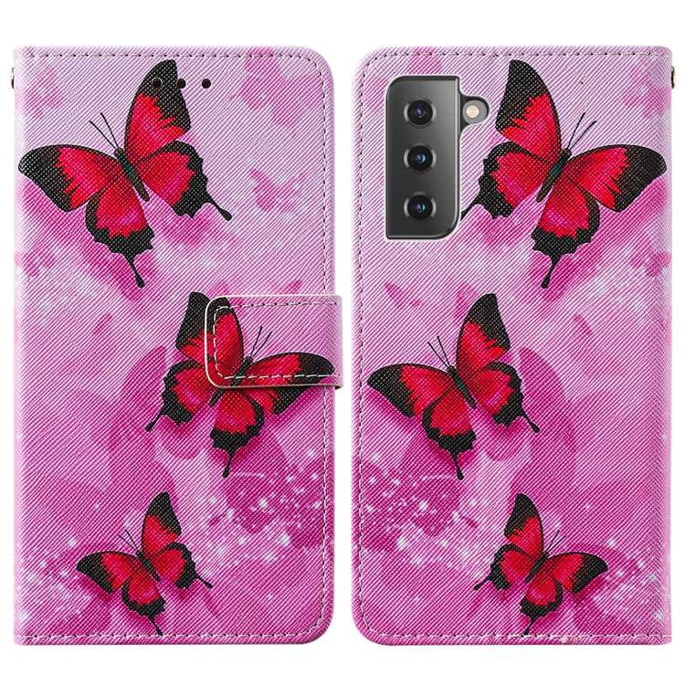 For Samsung Galaxy S21 5G Cross Texture Painting Pattern Horizontal Flip Leather Case with Holder & Card Slots & Wallet & Lanyard