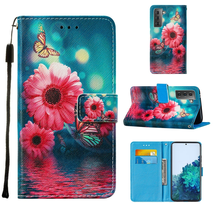 For Samsung Galaxy S21 5G Cross Texture Painting Pattern Horizontal Flip Leather Case with Holder & Card Slots & Wallet & Lanyard