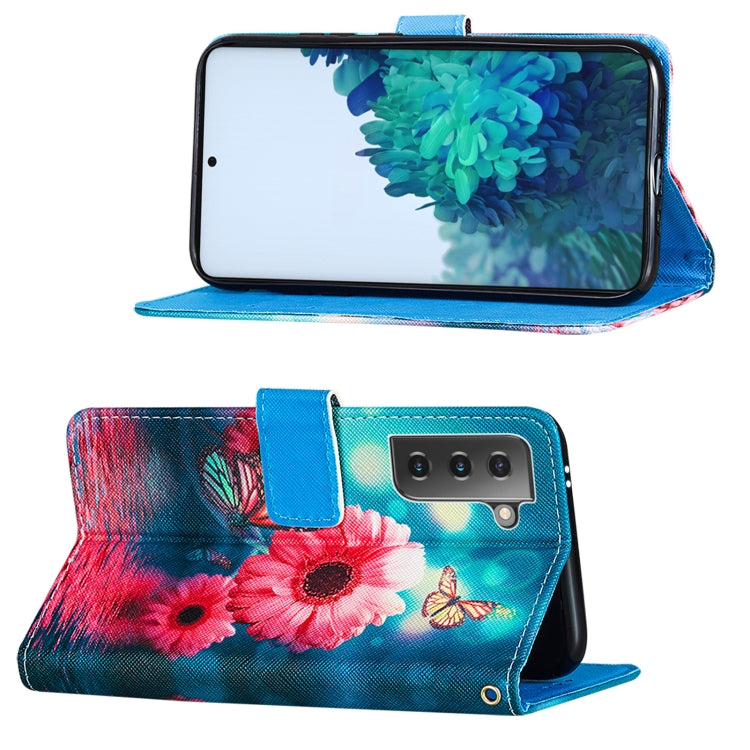 For Samsung Galaxy S21 5G Cross Texture Painting Pattern Horizontal Flip Leather Case with Holder & Card Slots & Wallet & Lanyard