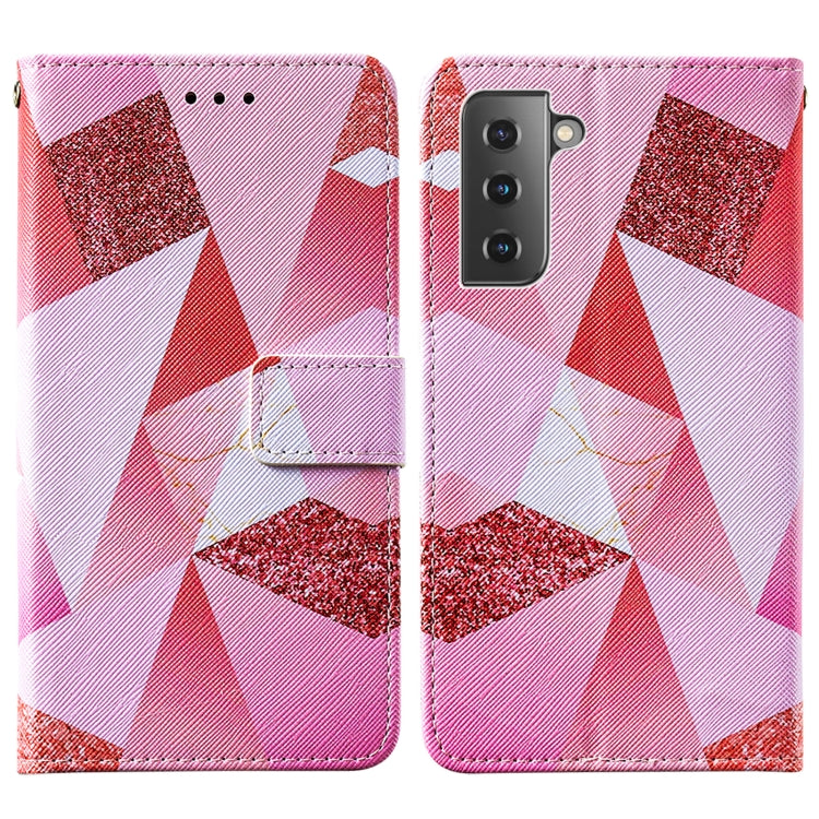 For Samsung Galaxy S21 5G Cross Texture Painting Pattern Horizontal Flip Leather Case with Holder & Card Slots & Wallet & Lanyard