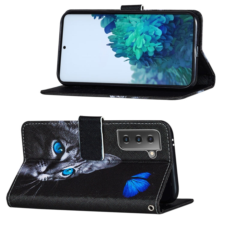 For Samsung Galaxy S21 5G Cross Texture Painting Pattern Horizontal Flip Leather Case with Holder & Card Slots & Wallet & Lanyard