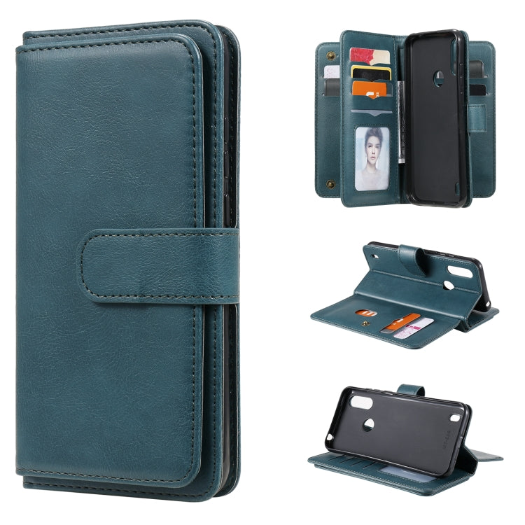 For Motorola Moto E6S 2020 Multifunctional Magnetic Copper Buckle Horizontal Flip Solid Color Leather Case with 10 Card Slots & Wallet & Holder & Photo Frame
