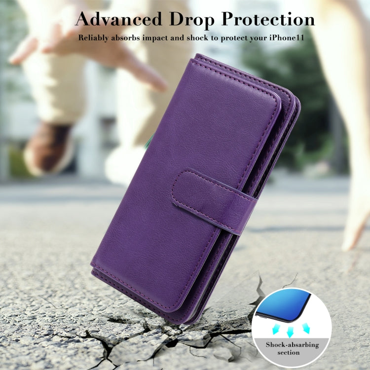 For Motorola Moto E6S 2020 Multifunctional Magnetic Copper Buckle Horizontal Flip Solid Color Leather Case with 10 Card Slots & Wallet & Holder & Photo Frame