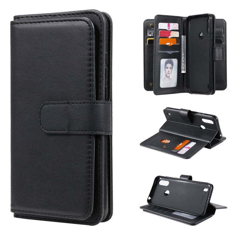 For Motorola Moto E6S 2020 Multifunctional Magnetic Copper Buckle Horizontal Flip Solid Color Leather Case with 10 Card Slots & Wallet & Holder & Photo Frame