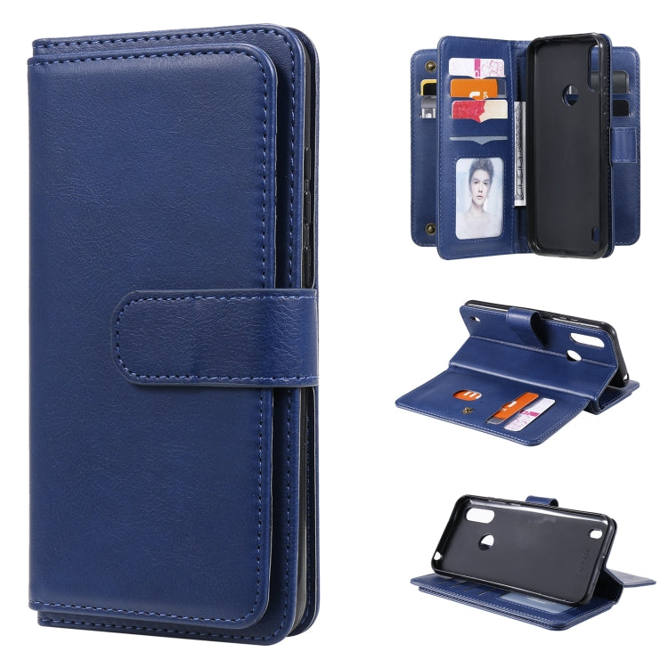 For Motorola Moto E6S 2020 Multifunctional Magnetic Copper Buckle Horizontal Flip Solid Color Leather Case with 10 Card Slots & Wallet & Holder & Photo Frame