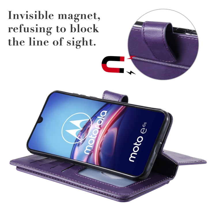 For Motorola Moto E6S 2020 Multifunctional Magnetic Copper Buckle Horizontal Flip Solid Color Leather Case with 10 Card Slots & Wallet & Holder & Photo Frame