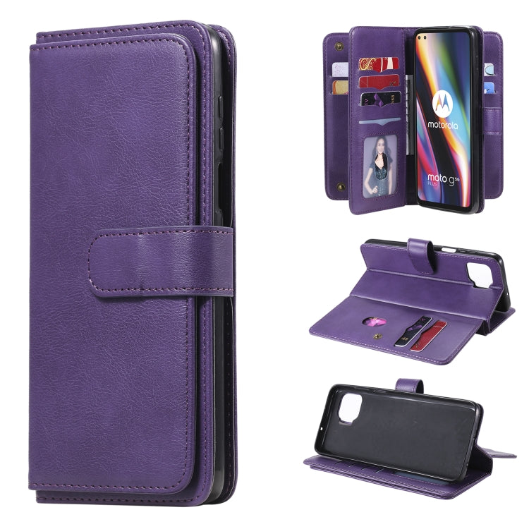 For Motorola Moto G 5G Plus Multifunctional Magnetic Copper Buckle Horizontal Flip Solid Color Leather Case with 10 Card Slots & Wallet & Holder & Photo Frame