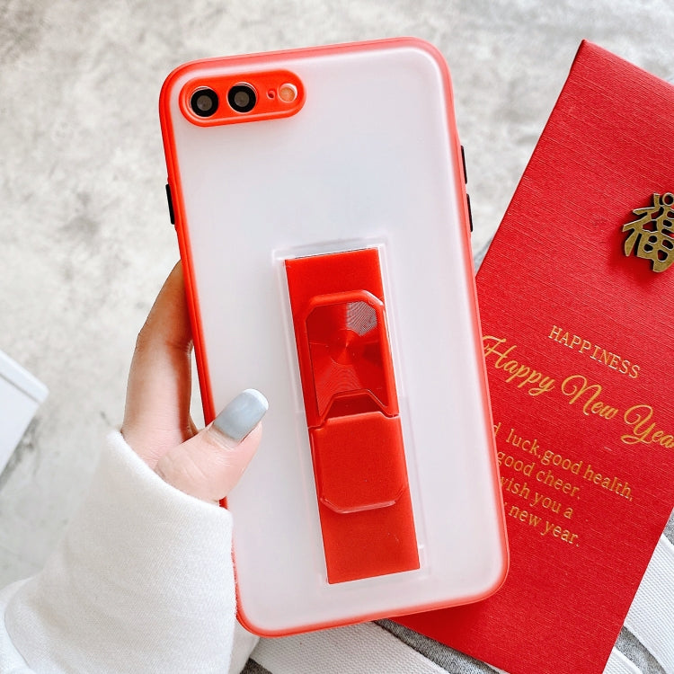 Translucent Frosted TPU + PC Magnetic Protective Case with Bright Color Invisible Bracket For iPhone 8 Plus / 7 Plus