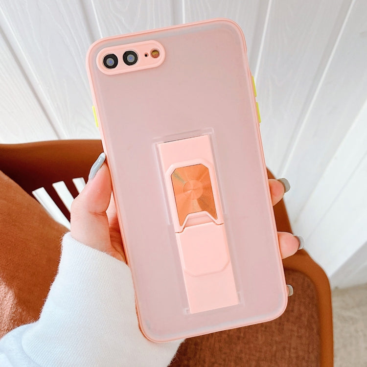 Translucent Frosted TPU + PC Magnetic Protective Case with Bright Color Invisible Bracket For iPhone 8 Plus / 7 Plus