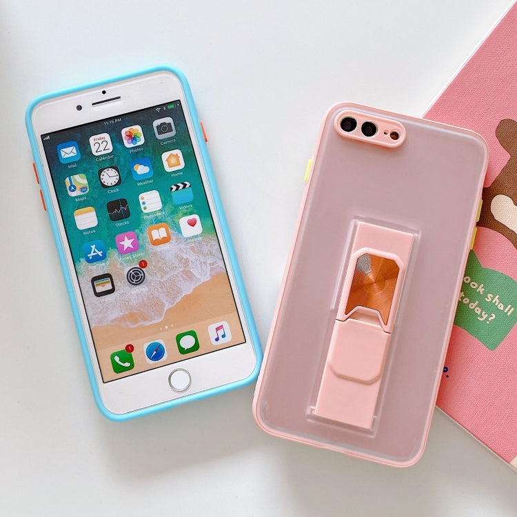 Translucent Frosted TPU + PC Magnetic Protective Case with Bright Color Invisible Bracket For iPhone 8 Plus / 7 Plus