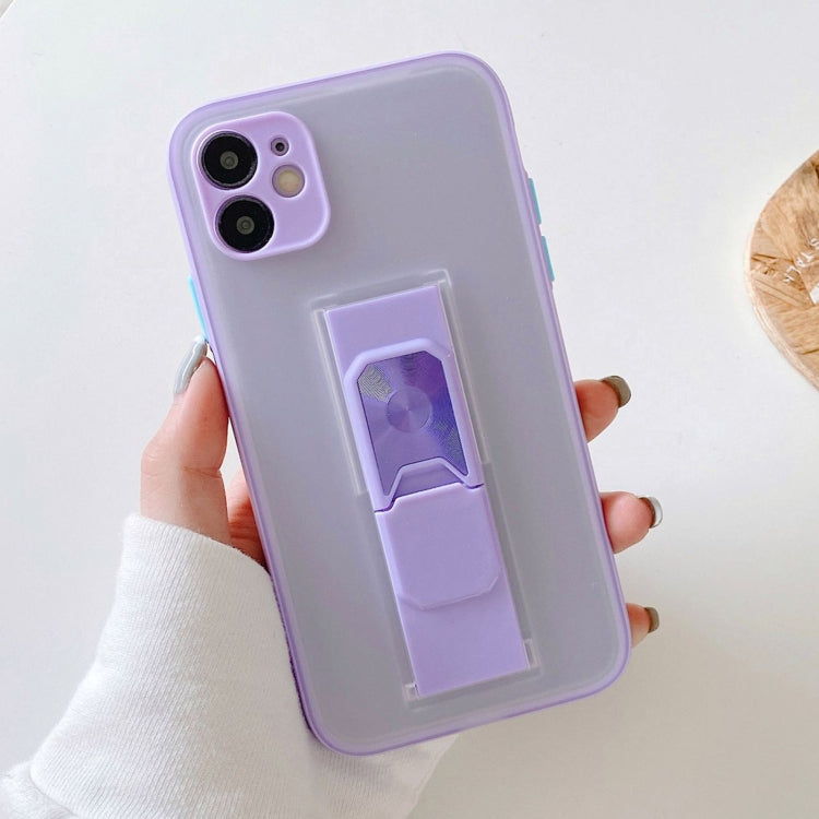 For iPhone 11 Translucent Frosted TPU + PC Magnetic Protective Case with Bright Color Invisible Bracket