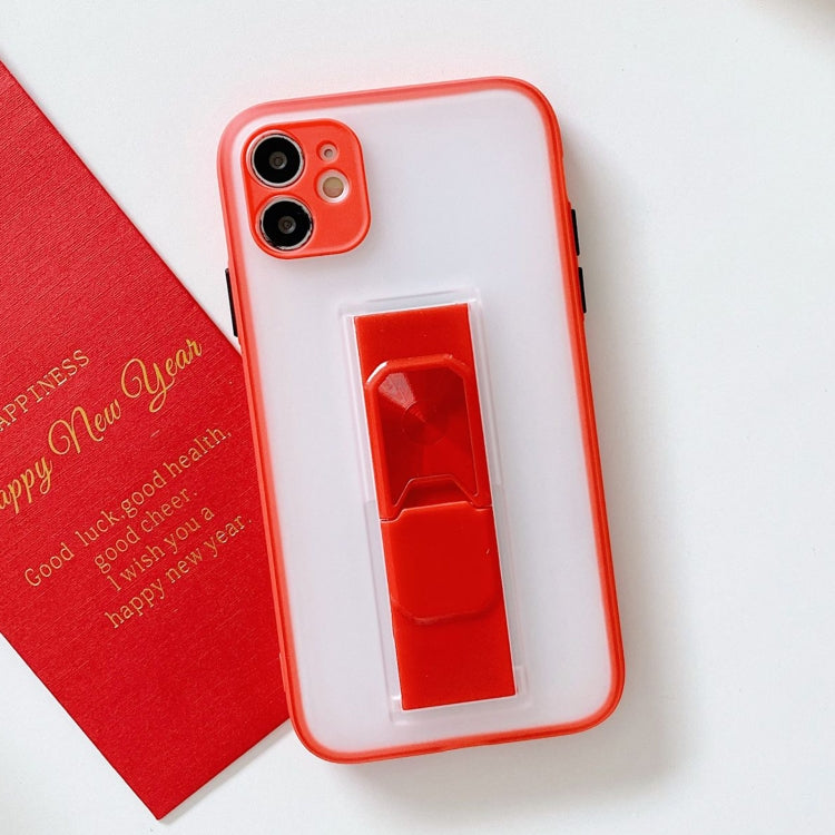 For iPhone 11 Translucent Frosted TPU + PC Magnetic Protective Case with Bright Color Invisible Bracket