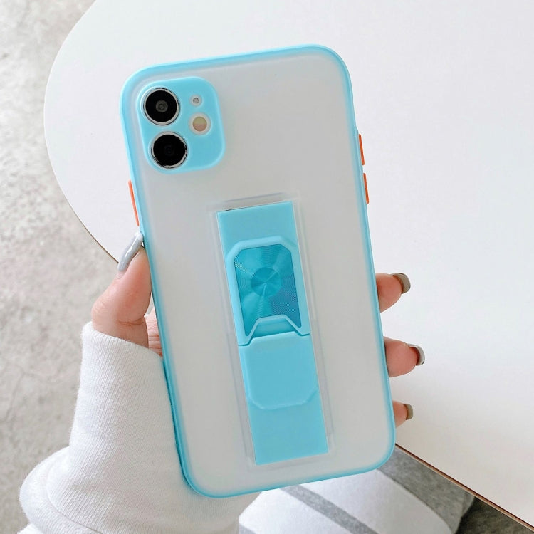 For iPhone 11 Translucent Frosted TPU + PC Magnetic Protective Case with Bright Color Invisible Bracket