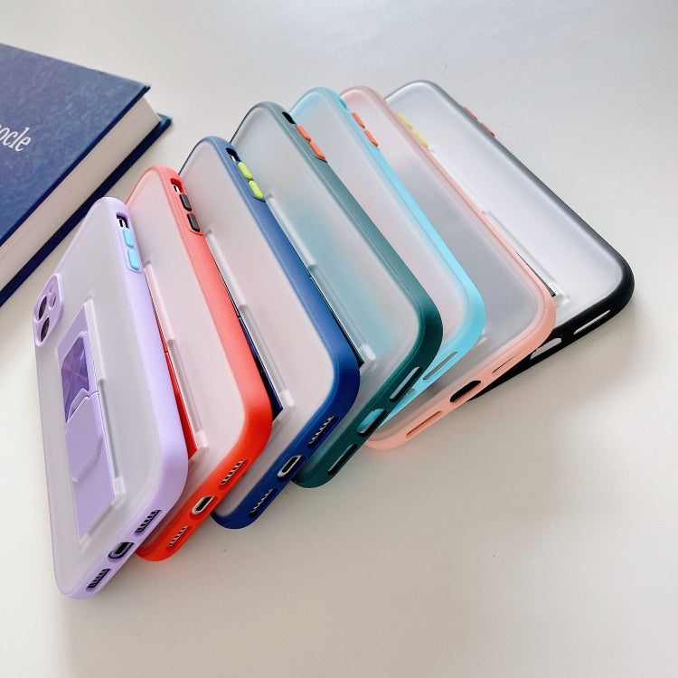 For iPhone 11 Translucent Frosted TPU + PC Magnetic Protective Case with Bright Color Invisible Bracket