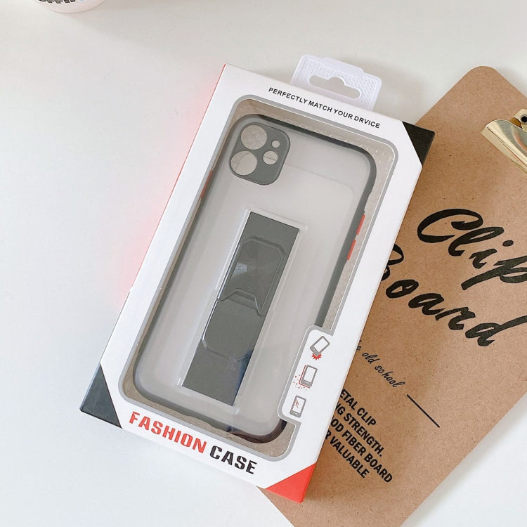 For iPhone 11 Translucent Frosted TPU + PC Magnetic Protective Case with Bright Color Invisible Bracket