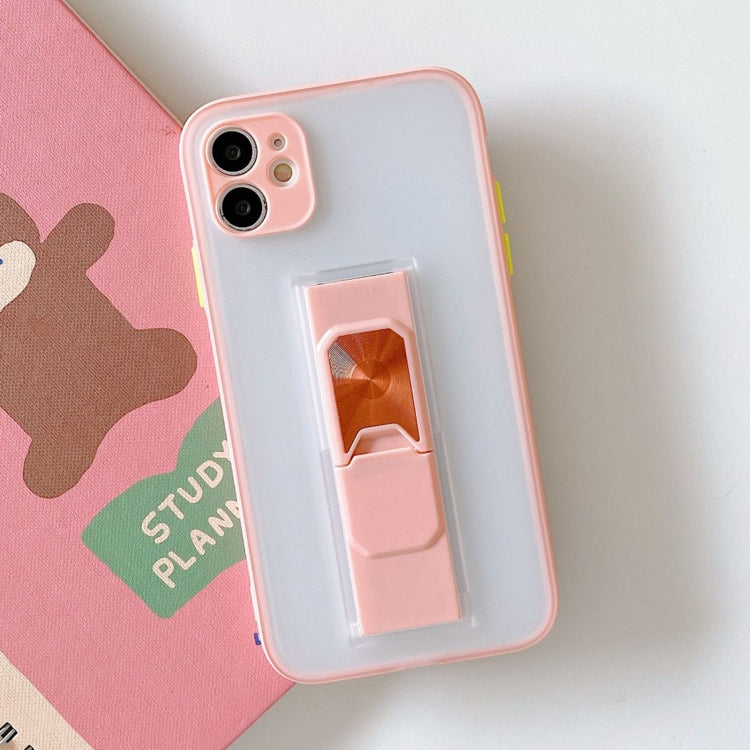 For iPhone 11 Translucent Frosted TPU + PC Magnetic Protective Case with Bright Color Invisible Bracket