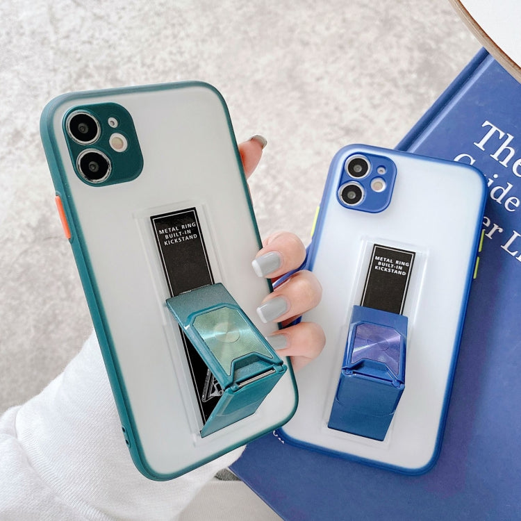 For iPhone 11 Translucent Frosted TPU + PC Magnetic Protective Case with Bright Color Invisible Bracket