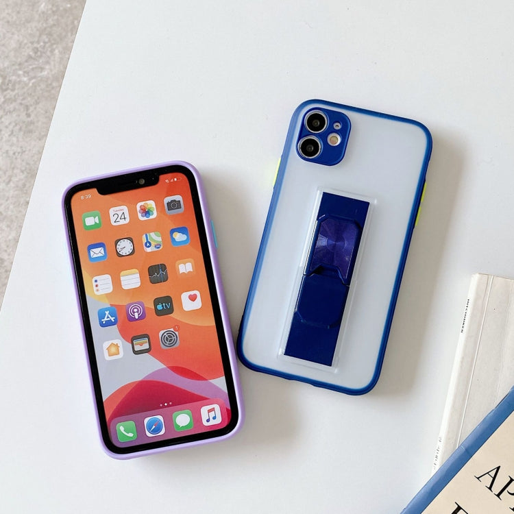 For iPhone 11 Translucent Frosted TPU + PC Magnetic Protective Case with Bright Color Invisible Bracket