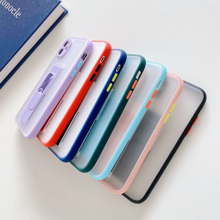 For iPhone 11 Translucent Frosted TPU + PC Magnetic Protective Case with Bright Color Invisible Bracket