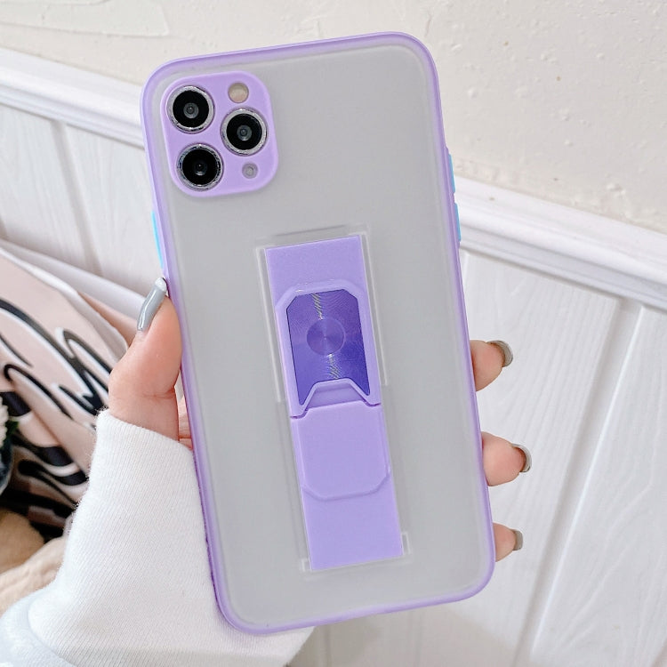For iPhone 11 Pro Translucent Frosted TPU + PC Magnetic Protective Case with Bright Color Invisible Bracket