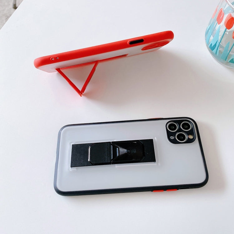 For iPhone 11 Pro Translucent Frosted TPU + PC Magnetic Protective Case with Bright Color Invisible Bracket