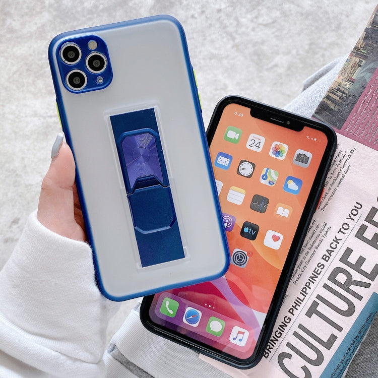 For iPhone 11 Pro Translucent Frosted TPU + PC Magnetic Protective Case with Bright Color Invisible Bracket