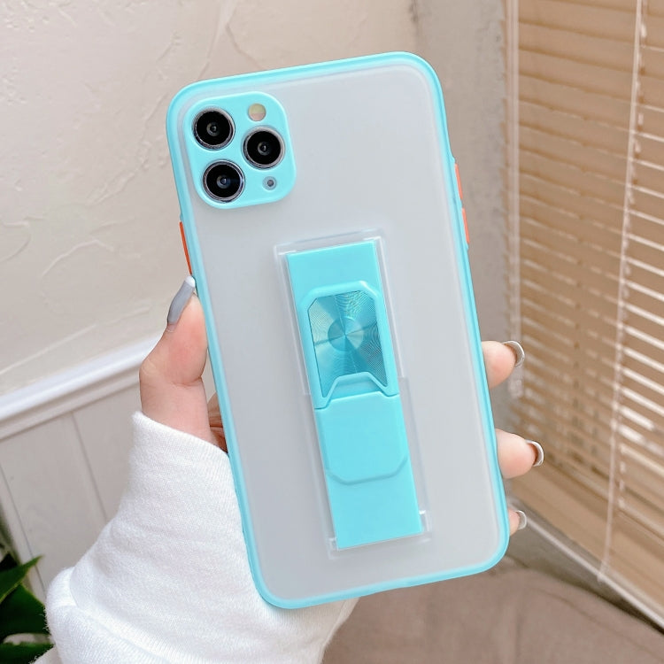 For iPhone 11 Pro Translucent Frosted TPU + PC Magnetic Protective Case with Bright Color Invisible Bracket