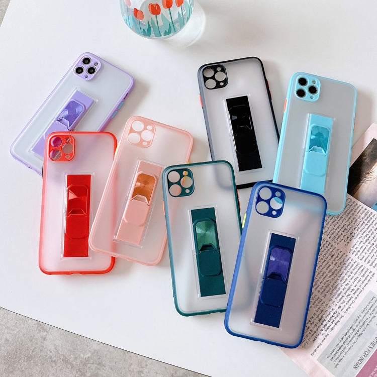 For iPhone 11 Pro Translucent Frosted TPU + PC Magnetic Protective Case with Bright Color Invisible Bracket