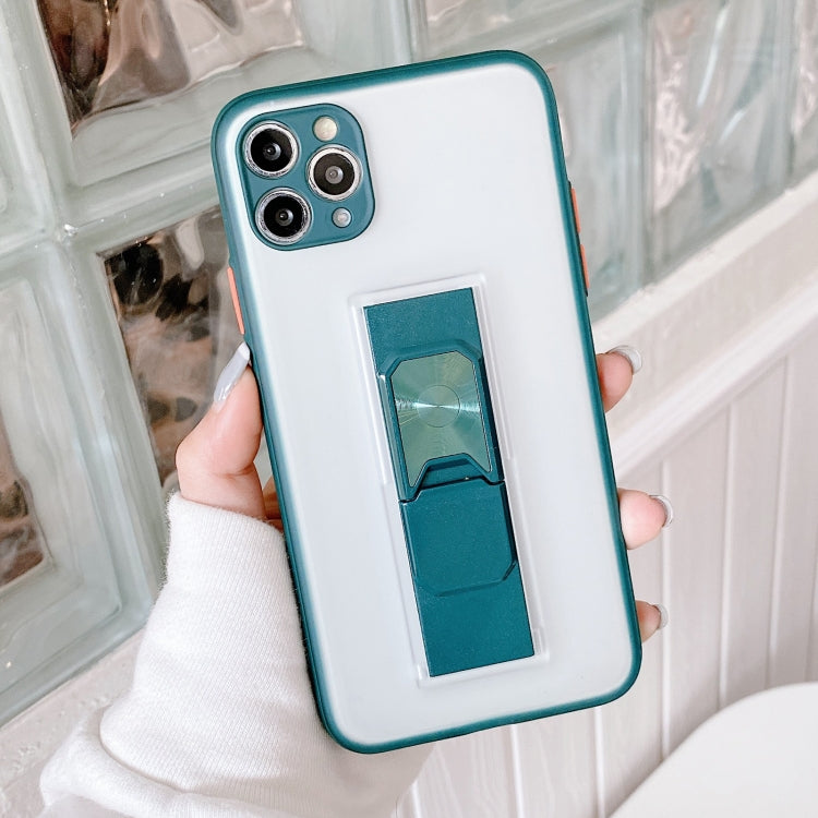 For iPhone 11 Pro Translucent Frosted TPU + PC Magnetic Protective Case with Bright Color Invisible Bracket