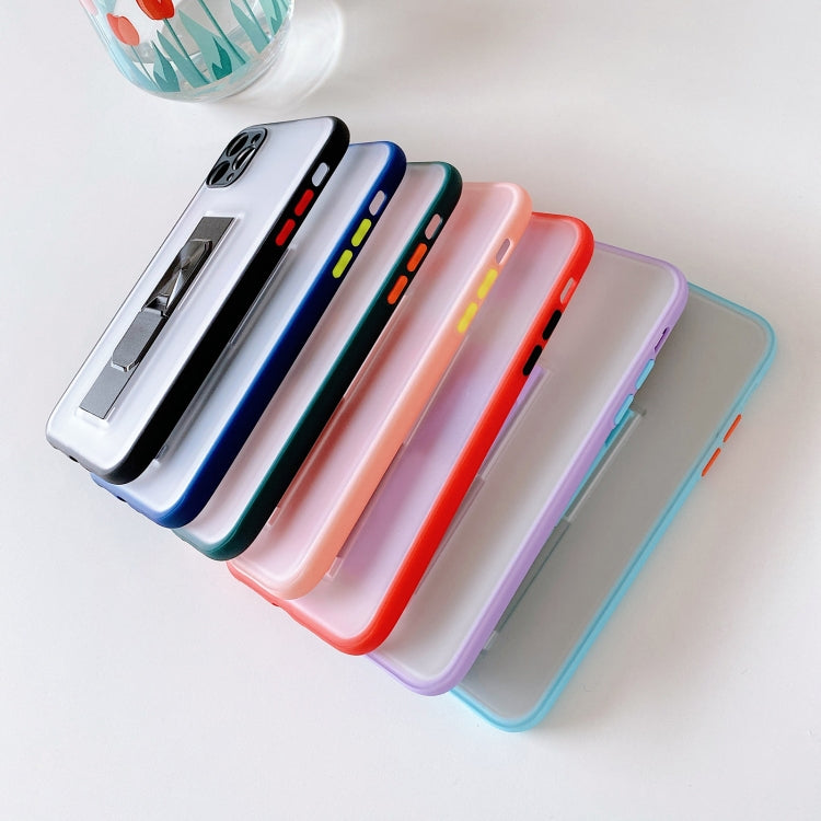 For iPhone 11 Pro Max Translucent Frosted TPU + PC Magnetic Protective Case with Bright Color Invisible Bracket