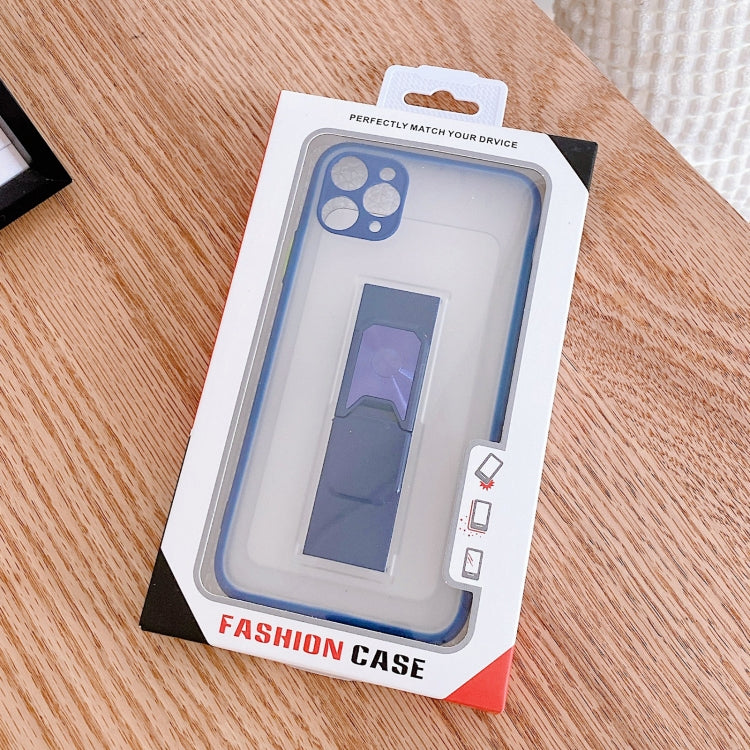 For iPhone 11 Pro Max Translucent Frosted TPU + PC Magnetic Protective Case with Bright Color Invisible Bracket