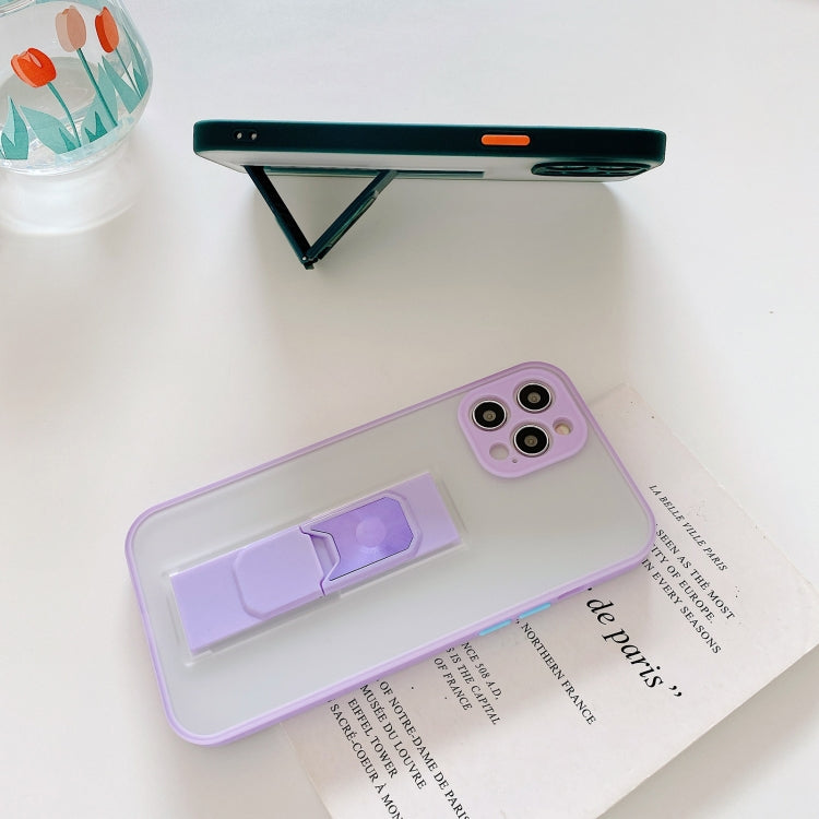 For iPhone 12 mini Translucent Frosted TPU + PC Magnetic Protective Case with Bright Color Invisible Bracket