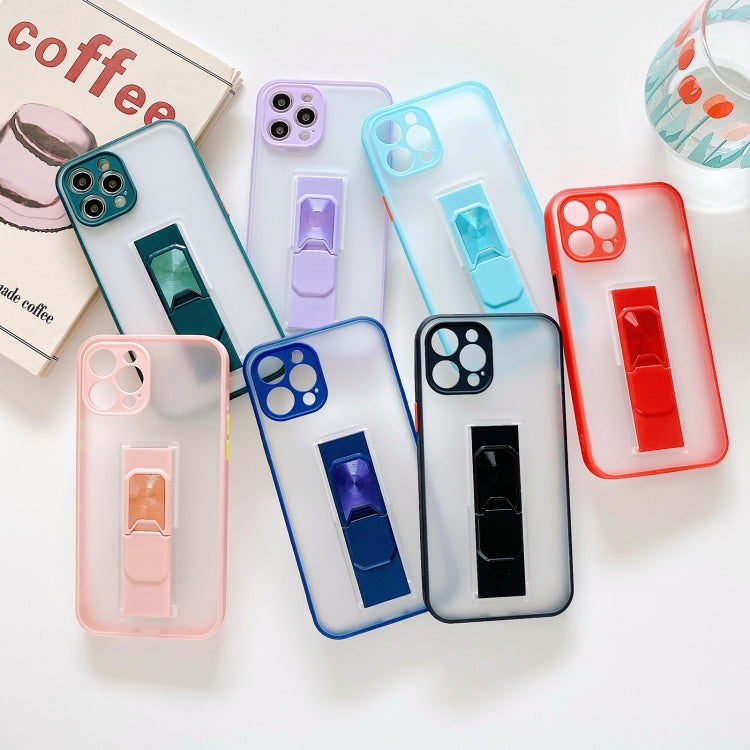 For iPhone 12 mini Translucent Frosted TPU + PC Magnetic Protective Case with Bright Color Invisible Bracket
