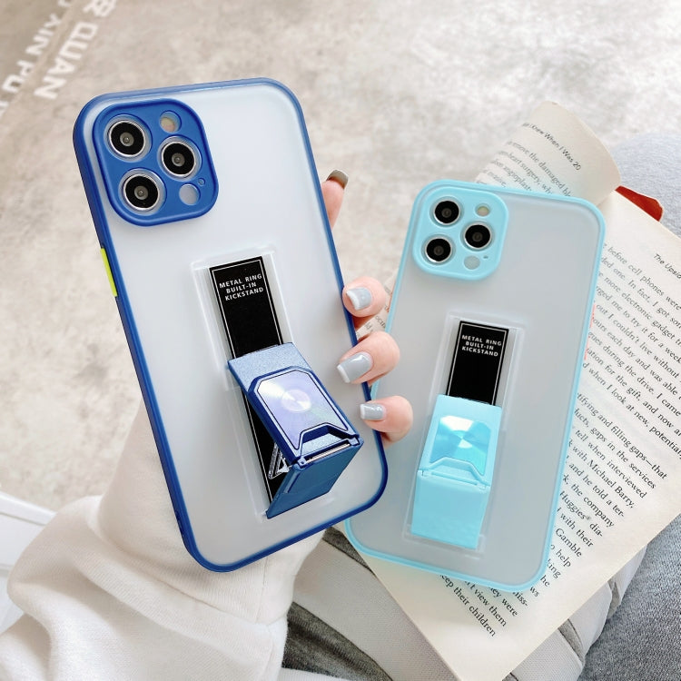 For iPhone 12 mini Translucent Frosted TPU + PC Magnetic Protective Case with Bright Color Invisible Bracket