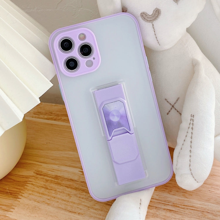 For iPhone 12 Translucent Frosted TPU + PC Magnetic Protective Case with Bright Color Invisible Bracket