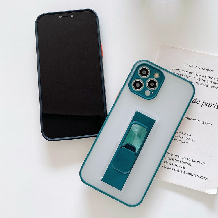 For iPhone 12 Translucent Frosted TPU + PC Magnetic Protective Case with Bright Color Invisible Bracket