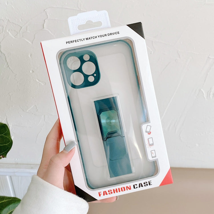 For iPhone 12 Translucent Frosted TPU + PC Magnetic Protective Case with Bright Color Invisible Bracket