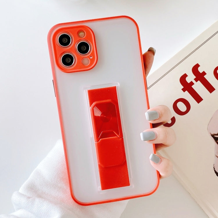 For iPhone 12 Pro Translucent Frosted TPU + PC Magnetic Protective Case with Bright Color Invisible Bracket