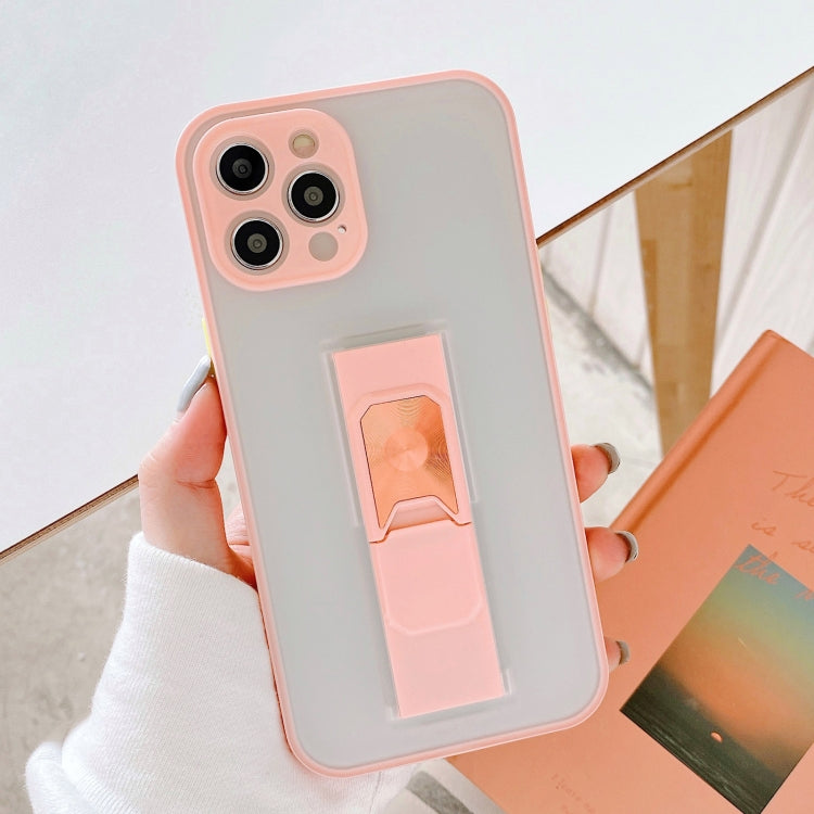 For iPhone 12 Pro Translucent Frosted TPU + PC Magnetic Protective Case with Bright Color Invisible Bracket