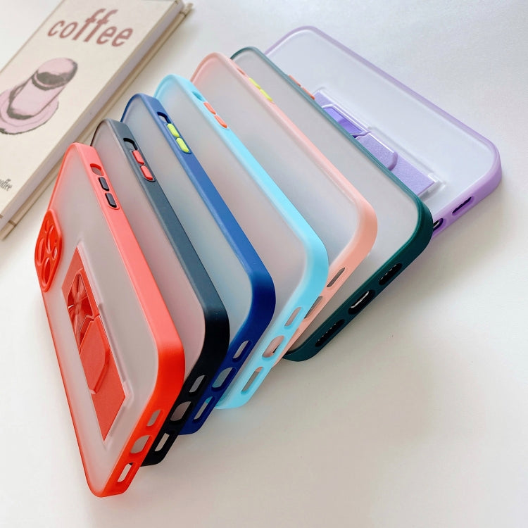 For iPhone 12 Pro Max Translucent Frosted TPU + PC Magnetic Protective Case with Bright Color Invisible Bracket