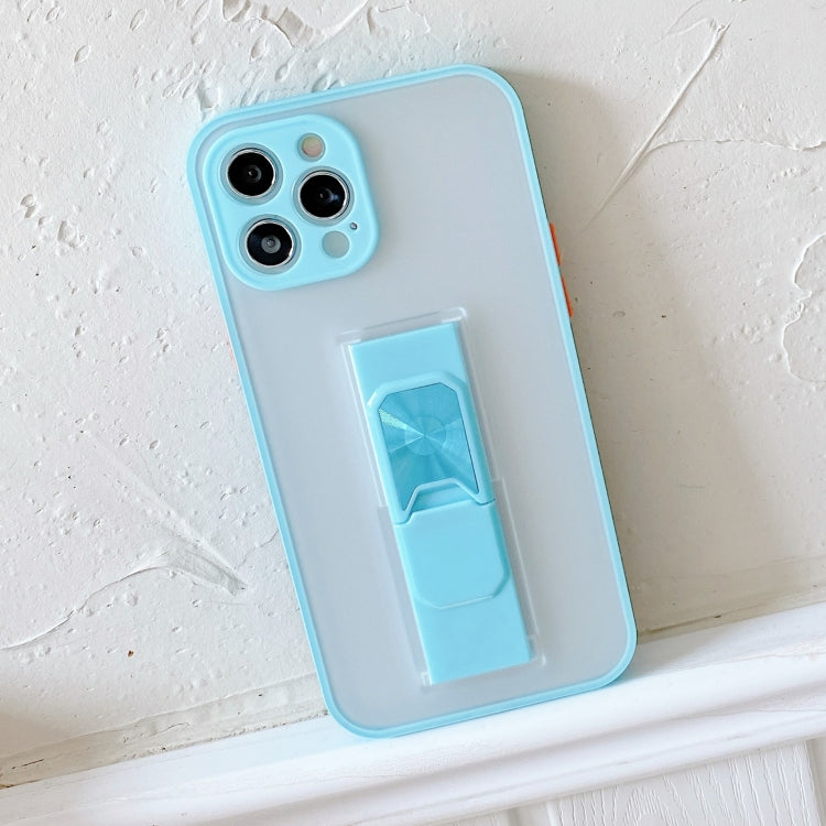 For iPhone 12 Pro Max Translucent Frosted TPU + PC Magnetic Protective Case with Bright Color Invisible Bracket